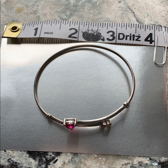 New JTV Lab Created Ruby Heart Bangle Bracelet - Picture 5 of 6